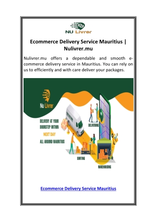 Ecommerce Delivery Service Mauritius  Nulivrer.mu