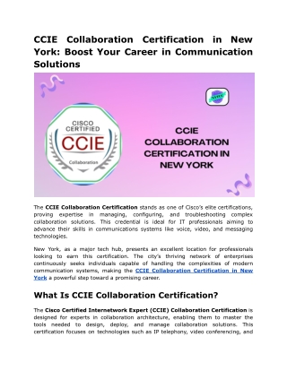 CCIE Collaboration Certification in New York_ Boost Your Career in Communication Solutions