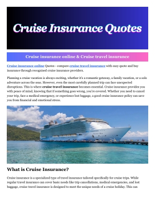 Cruise travel insurance