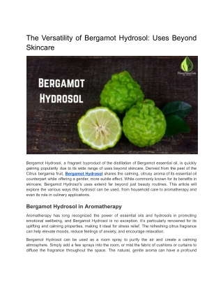 The Versatility of Bergamot Hydrosol_ Uses Beyond Skincare