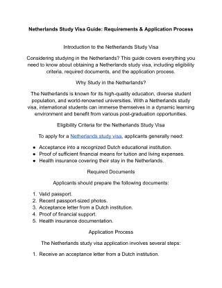 Netherlands Study Visa