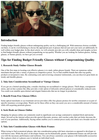 Tips for Searching For Affordable Glasses without Compromising High Quality