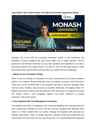 Top 5 Expert Tips in 2024 to Boost Your Monash University Assignment Grades