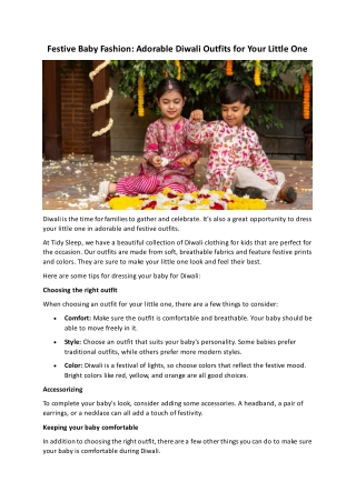 Festive Baby Fashion Adorable Diwali Outfits for Your Little One