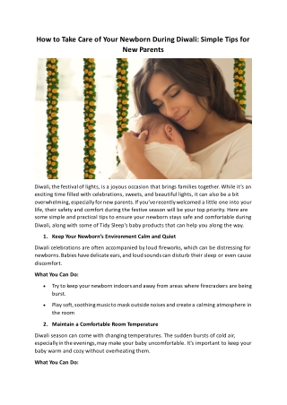 How to Take Care of Your Newborn During Diwali Simple Tips for New Parents