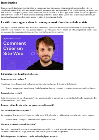 Le rôle d'une agence dans le développement d'un site web de mairie