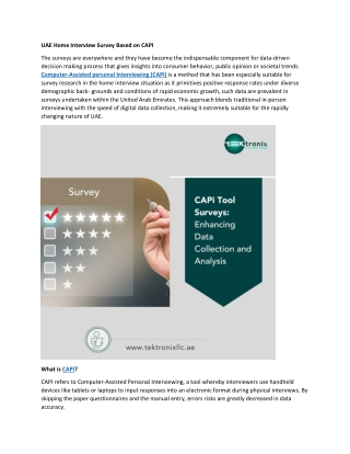 CAPI-Based Home Interview Survey in UAE