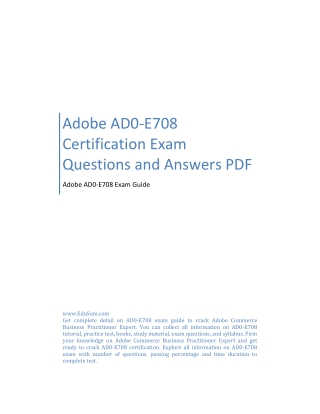 Adobe AD0-E708 Certification Exam Questions and Answers PDF