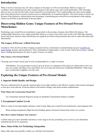 Discovering Hidden Gems: Unique Features of Pre-Owned Prevost Motorhomes