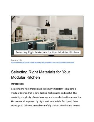 Selecting Right Materials for Your Modular Kitchen