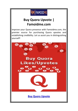 Buy Quora Upvote  Famoidme.com