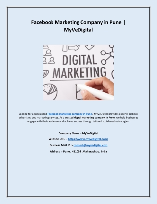 Facebook Marketing Company in Pune - MyVeDigital