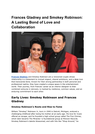 Frances Gladney and Smokey Robinson_ A Lasting Bond of Love and Collaboration