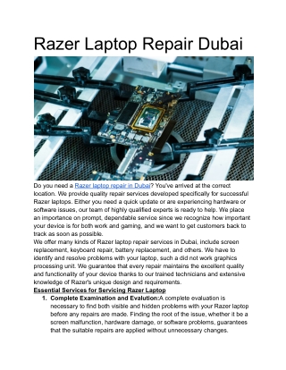 Razer Laptop Repair Dubai