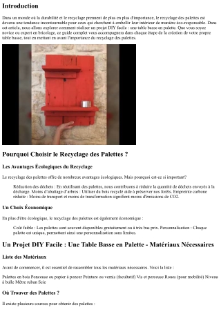 “Un Projet DIY Facile : Une Table Basse en Palette”