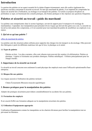 Palettes et sécurité au travail : guide du marchand