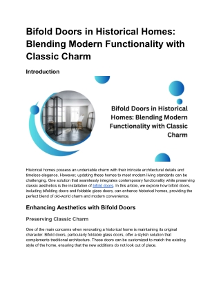 Bifold Doors in Historical Homes_ Blending Modern Functionality with Classic Charm