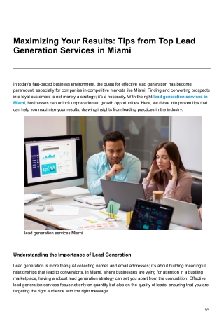Maximizing Your Results Tips from Top Lead Generation Services in Miami