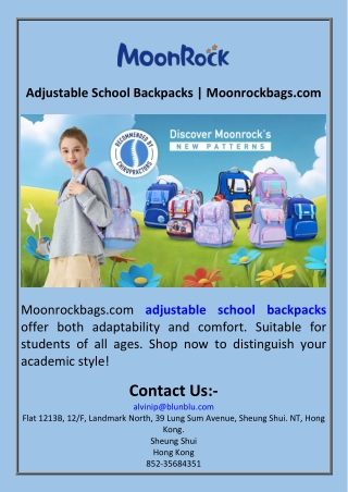 Adjustable School Backpacks  Moonrockbags.com