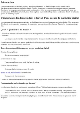 L'importance des données dans le travail d'une agence de marketing digital