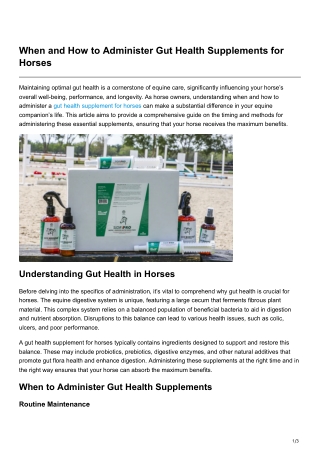 When and How to Administer Gut Health Supplements for Horses