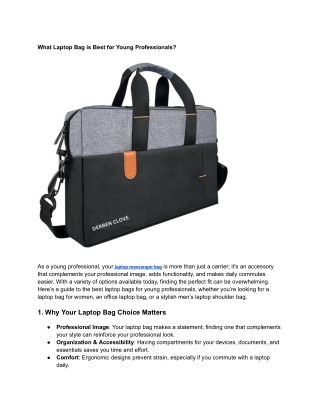 What Laptop Bag is Best for Young Professionals
