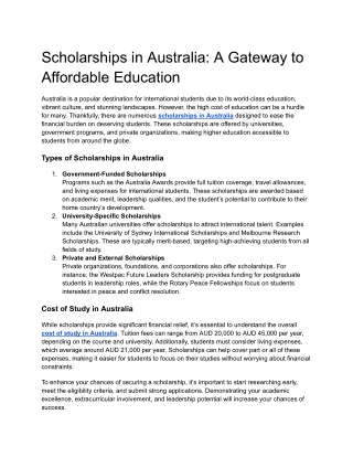 Scholarships in Australia_ A Gateway to Affordable Education