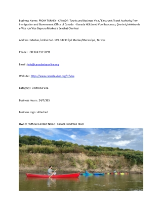 FROM TURKEY - CANADA  Tourist and Business Visa / Electronic Travel Authority fr