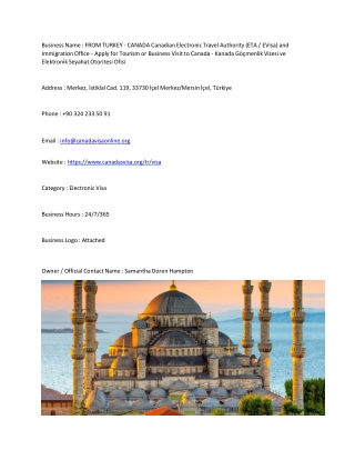 FROM TURKEY - CANADA  Canadian Electronic Travel Authority (ETA / EVisa) and Imm