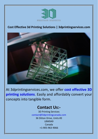 Cost Effective 3d Printing Solutions  3dprintingservices.com