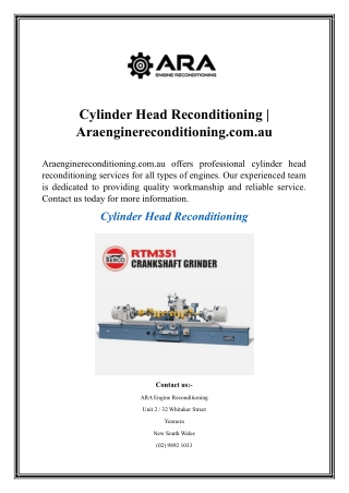 Cylinder Head Reconditioning  Araenginereconditioning.com.au