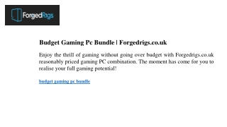 Budget Gaming Pc Bundle  Forgedrigs.co.uk