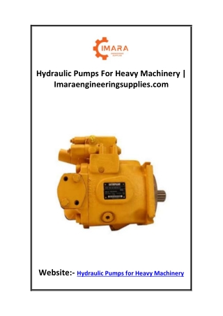 Hydraulic Pumps For Heavy Machinery  Imaraengineeringsupplies.com