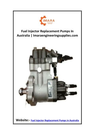 Fuel Injector Replacement Pumps In Australia  Imaraengineeringsupplies.com