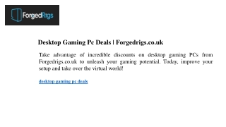 Desktop Gaming Pc Deals  Forgedrigs.co.uk