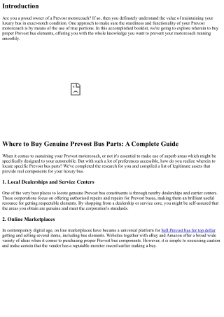 Where to Buy Genuine Prevost Bus Parts: A Complete Guide