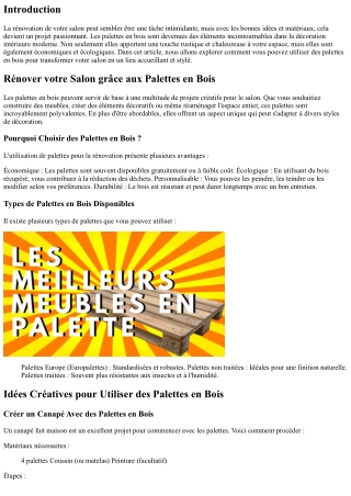 Rénover votre Salon grâce aux Palettes en Bois