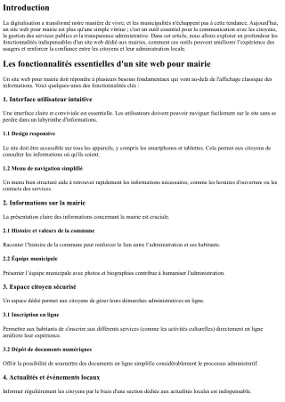 Les fonctionnalités essentielles d'un site web pour mairie