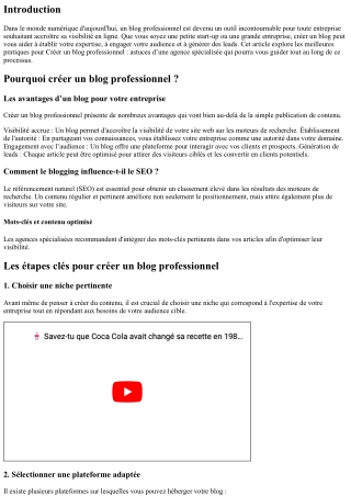 “Créer un blog professionnel : astuces d’une agence spécialisée.