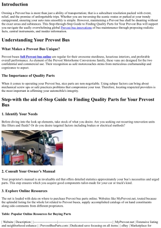 Step-by means of-Step Guide to Finding Quality Parts for Your Prevost Bus