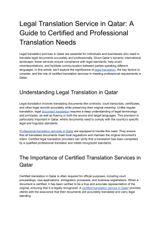 Legal Translation Service in Qatar_ A Guide to Certified and Professional Translation Needs