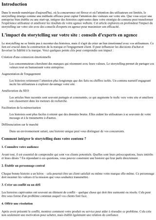 L'impact du storytelling sur votre site : conseils d'experts en agence