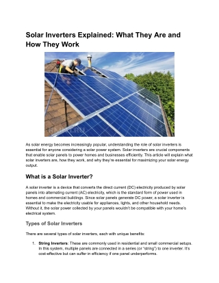 Solar Inverters Explained: What They Are and How They Work