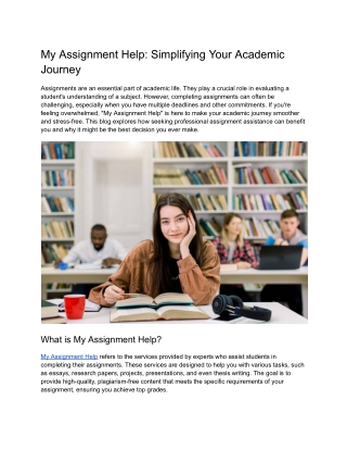 My Assignment Help_ Simplifying Your Academic Journey