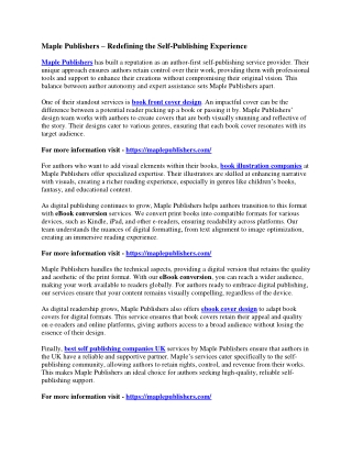 Maple Publishers – Redefining the Self-Publishing Experience