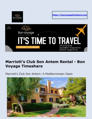 Marriott’s Club Son Antem Rental - Bon Voyage Vacation Services