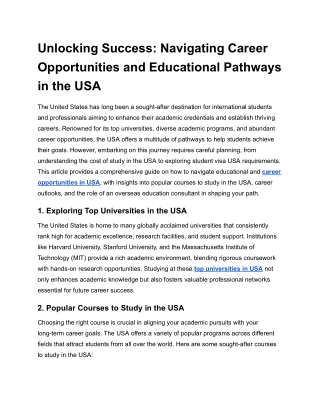 Unlocking Success_ Navigating Career Opportunities and Educational Pathways in the USA