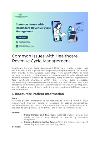 Common Issues with Healthcare Revenue Cycle Management