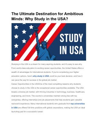 The Ultimate Destination for Ambitious Minds_ Why Study in the USA