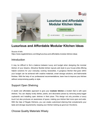 Luxurious and Affordable Modular Kitchen Ideas